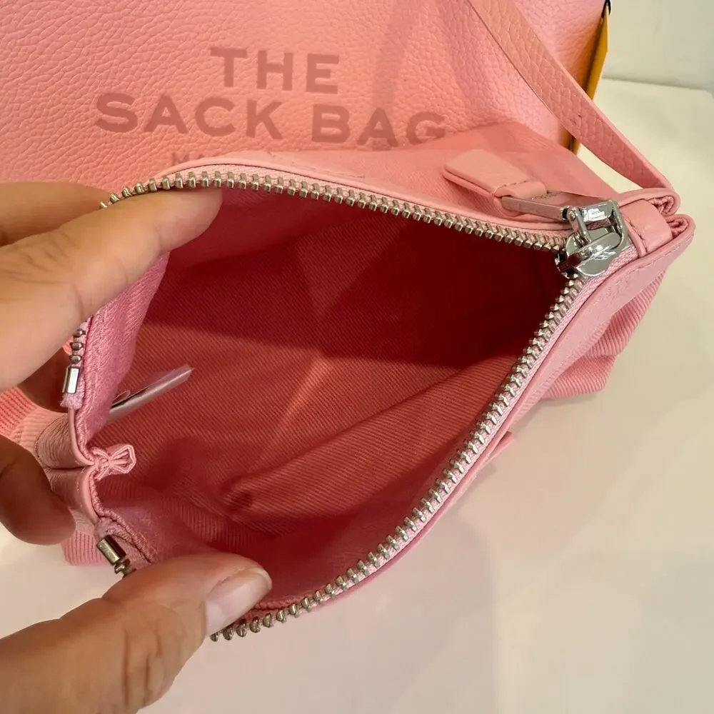 Marc Jacobs Women's Ribbon Pink The Mini Sack Leather Top Handle Bag Authentic - Picture 13 of 16